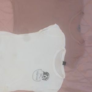 2 for 1 . white and pink cute loose tops .